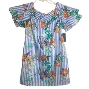 BOSTON PROPER Off the Shoulder Mini Dress Criss-Cross Elastic Collar XXS NEW